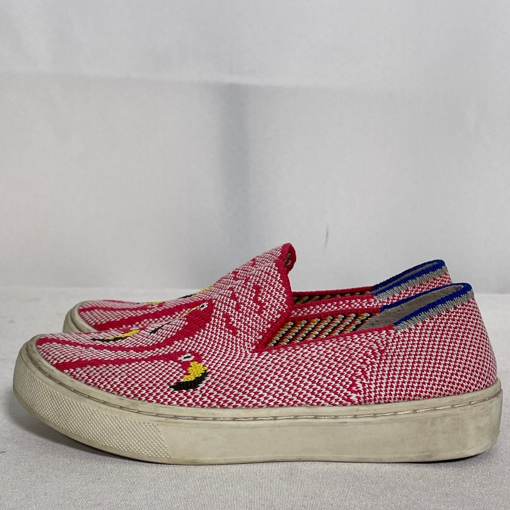Rothy's The Sneaker Pink Flamingo Knit Slip On Shoes Kids Toddler Sz 12 - Picture 3 of 10